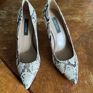 Animal print heels and matching clutch Black House White Market brand.